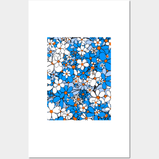 Floral -- Blue and White Posters and Art